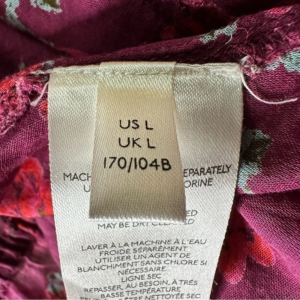 Free People Amanda Ruffle Long Sleeve Top Women's Size Large